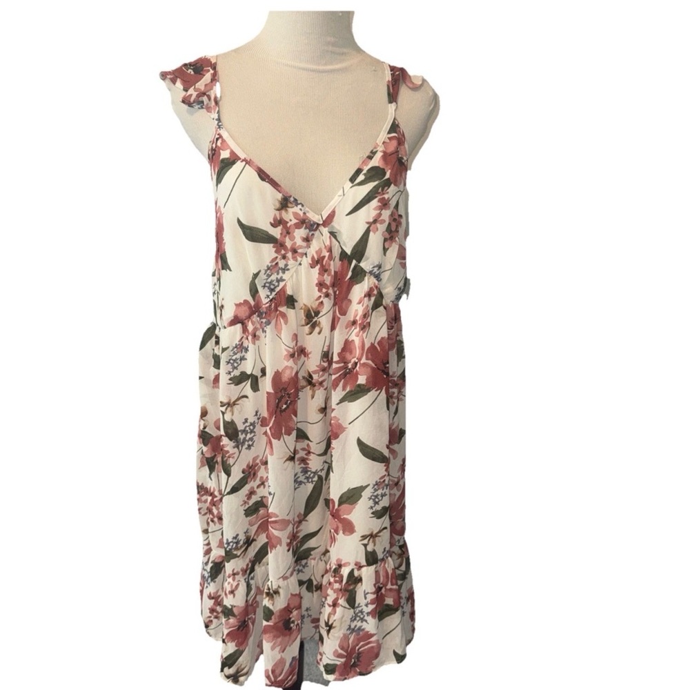 NWT Umgee Beige Pink Floral Dress L Summer Spring